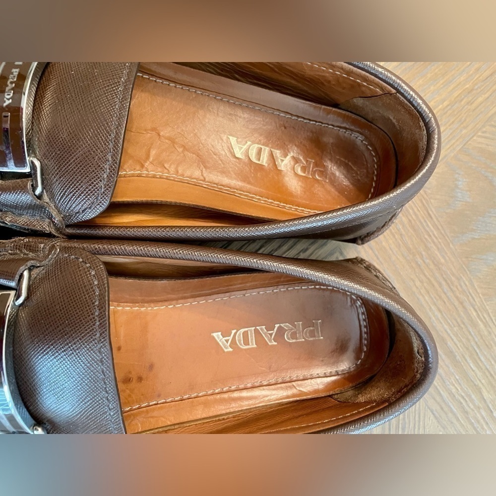 Authentic Prada Men’s Brown Driving Loafers Shoes - Picture 9 of 14